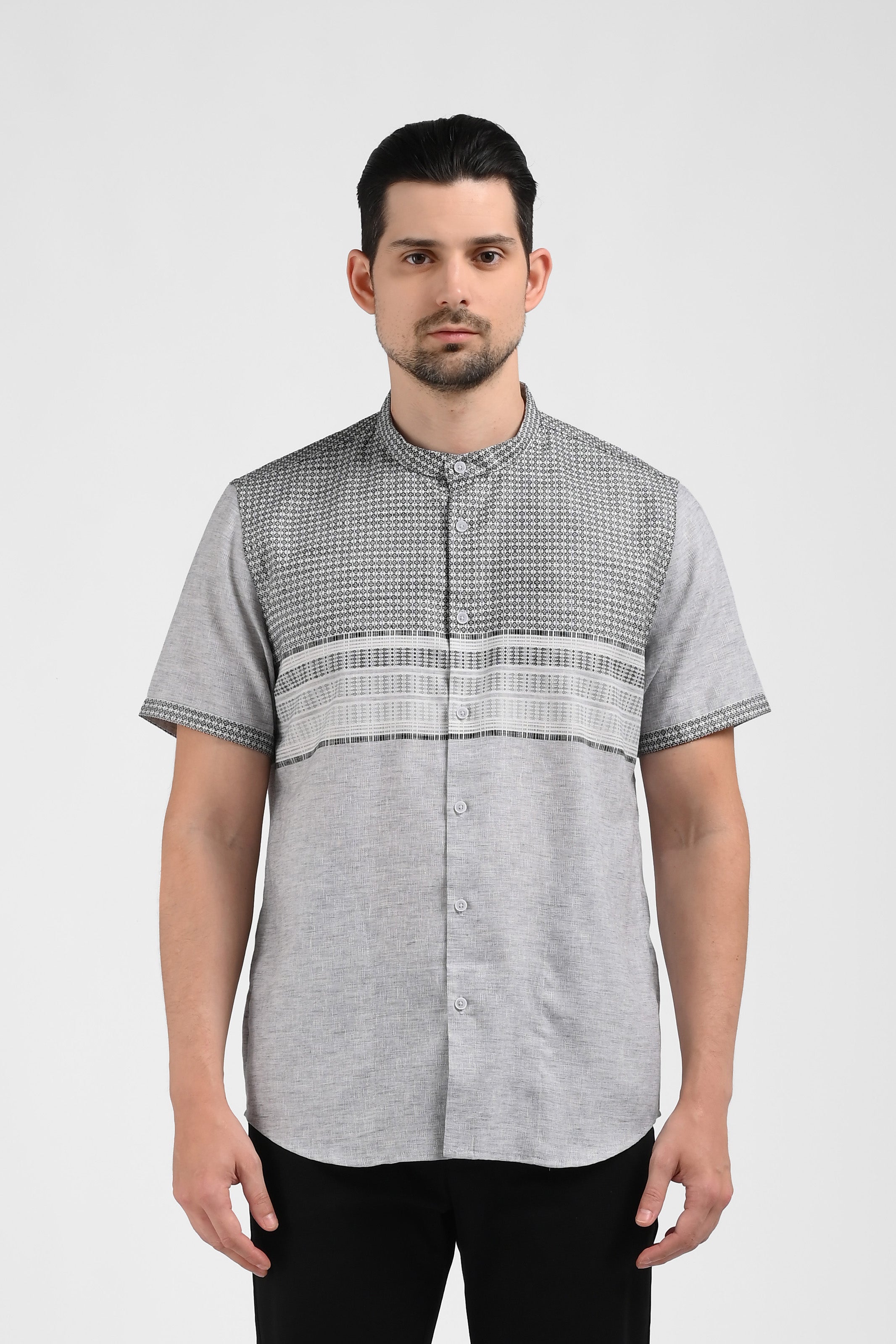MOC Kemeja Koko Lengan Panjang Pria LUTHO-GREY