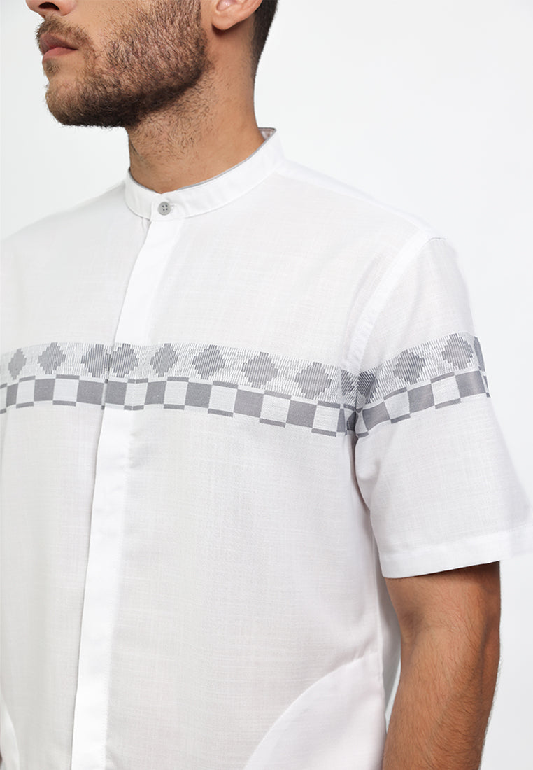 MOC Kemeja Koko Lengan Pendek Pria HOUDY - WHITE