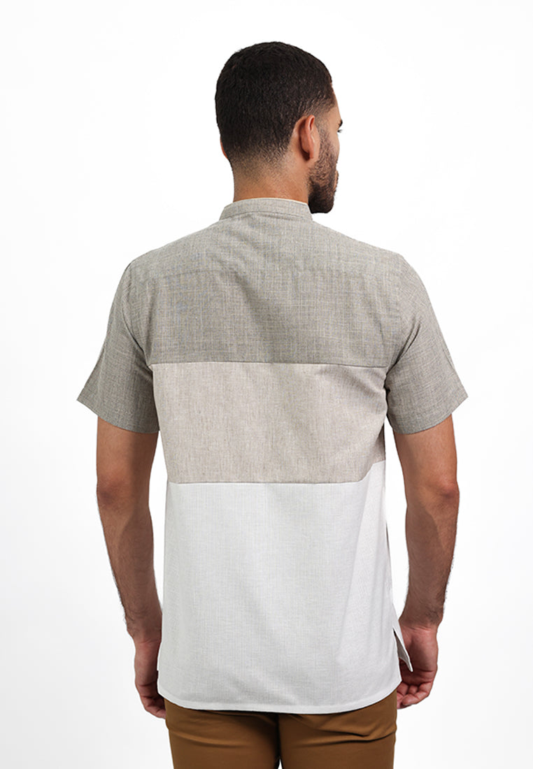 MOC Kemeja Koko Lengan Pendek Pria DZUL - DARK KHAKI