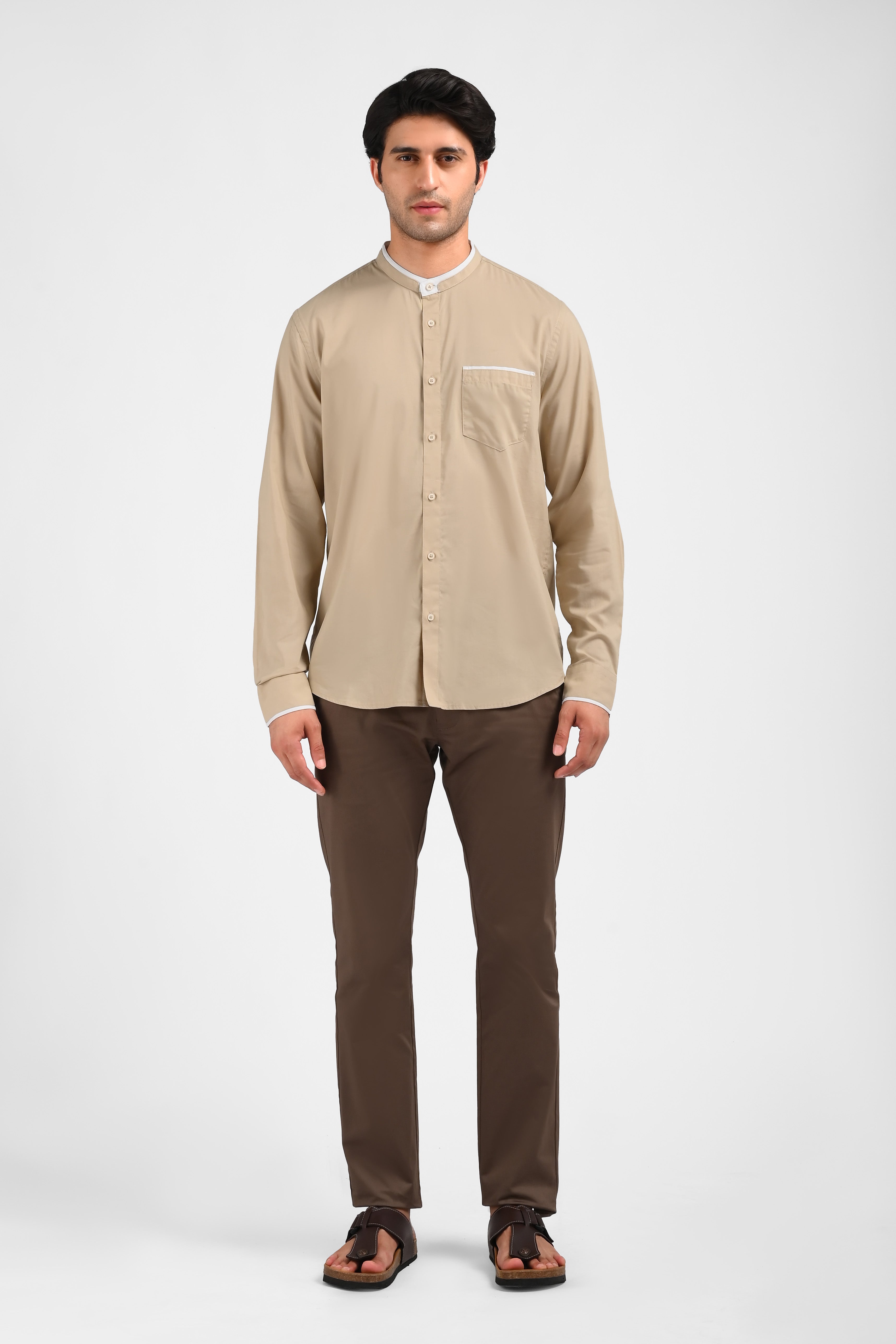 MOC Kemeja Koko Lengan Panjang Pria ALDINO-KHAKI