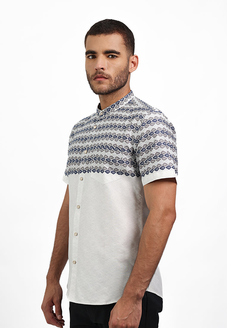 MOC Kemeja Koko Lengan Pendek Pria FAHAD - WHITE