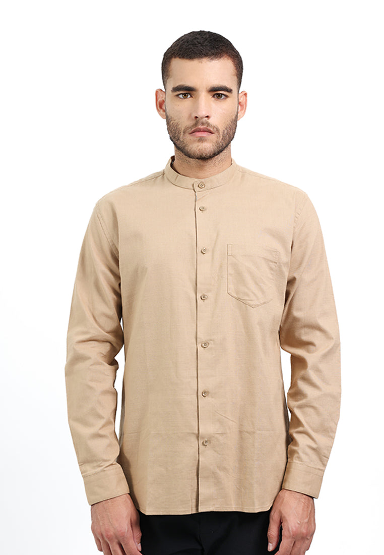 MOC Kemeja Koko Lengan Panjang Pria OSMAN-DARK KHAKI