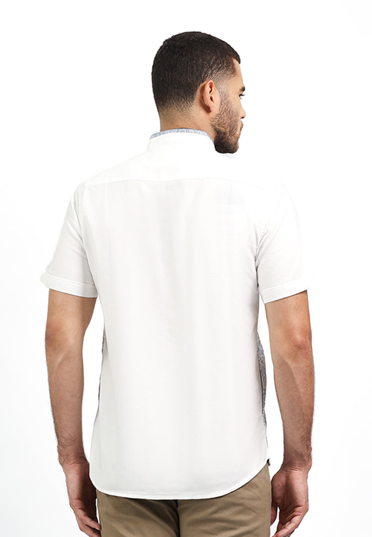 MOC Kemeja Koko Lengan Pendek Pria LANCEL-WHITE