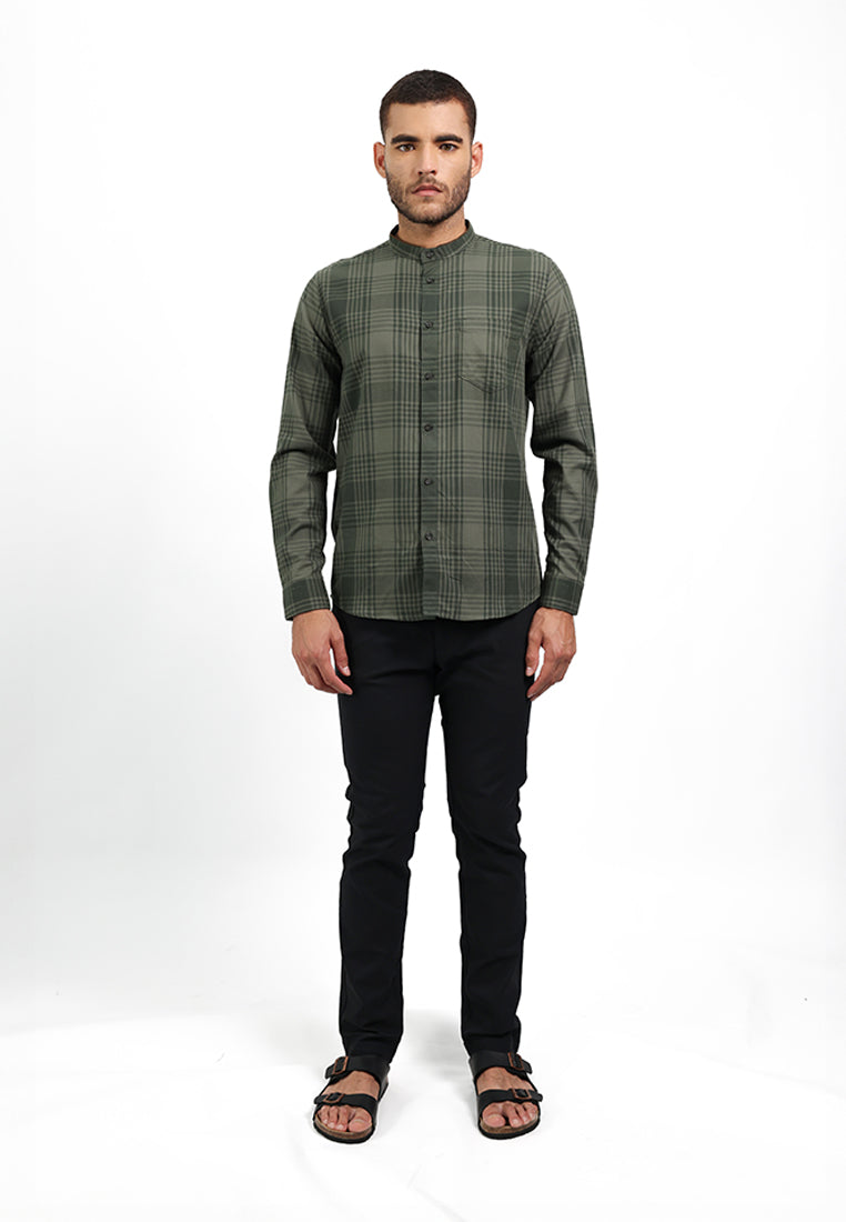 MOC Kemeja Lengan Panjang Pria Slim Fit ELTON - OLIVE