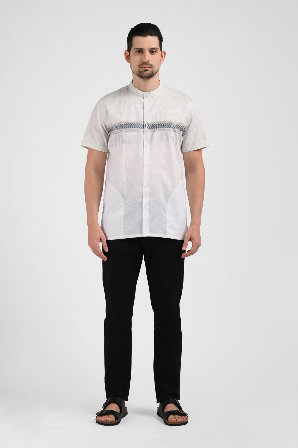 MOC Kemeja Koko Lengan Pendek Pria FOLHA-WHITE