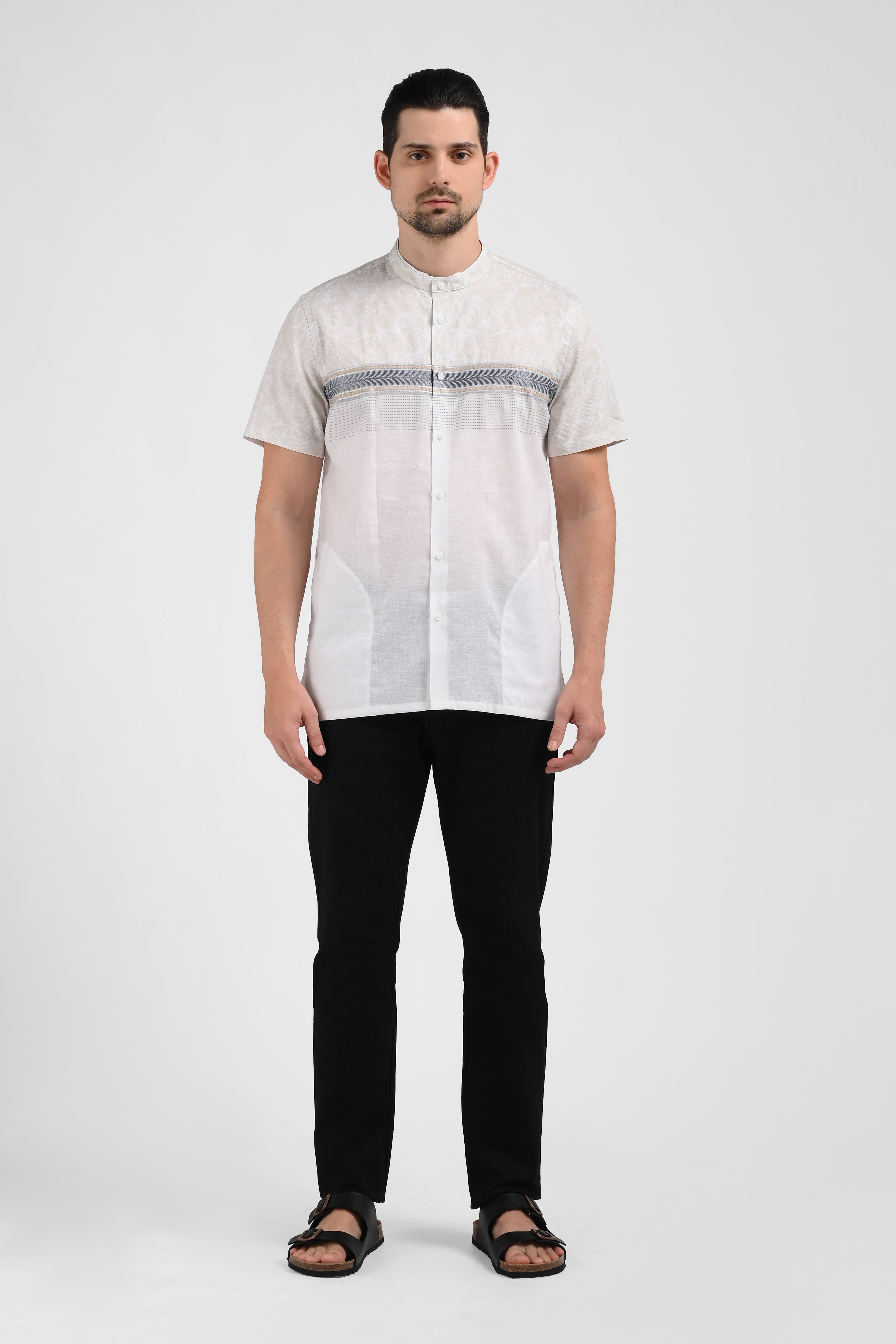 MOC Kemeja Koko Lengan Pendek Pria FOLHA-WHITE