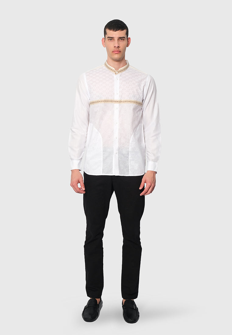 MOC Kemeja Koko Lengan Panjang Pria BANITI-WHITE
