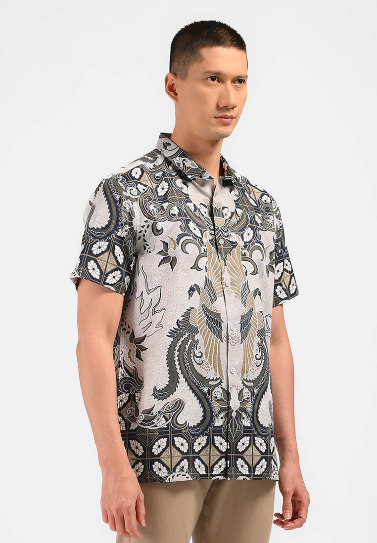 MOC Kemeja Batik Lengan Pendek Pria MRIGA-BEIGE