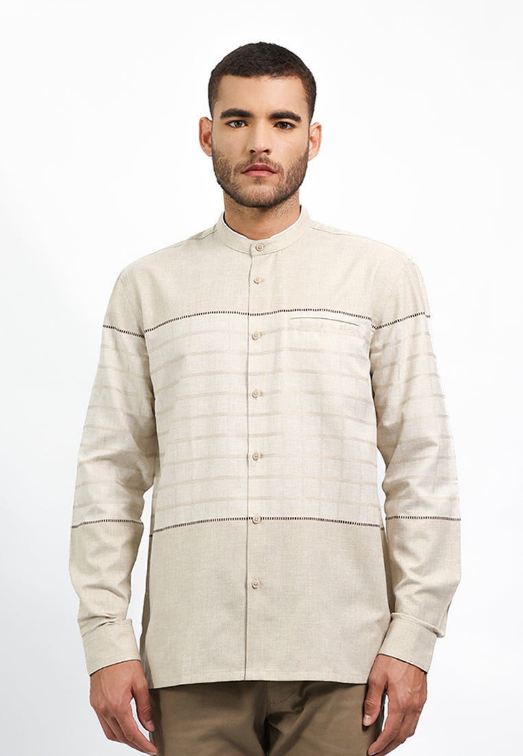 MOC Kemeja Koko Lengan Panjang Pria ALEQ - KHAKI