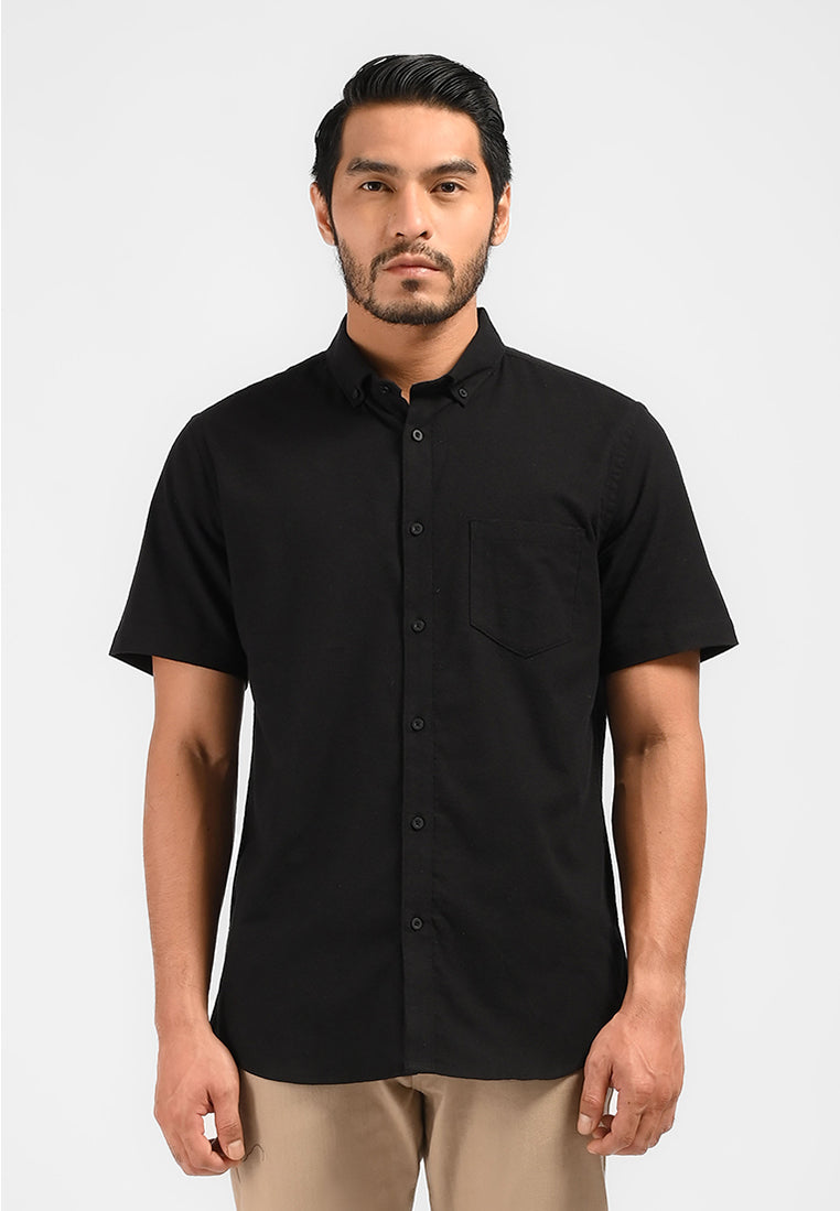 MOC Kemeja Lengan Pendek Pria MALVOY-BLACK