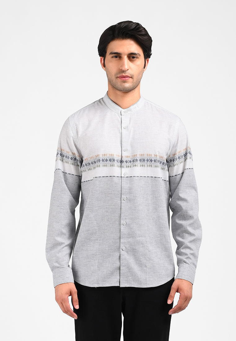 MOC Kemeja Koko Lengan Panjang Pria NAKI-GREY