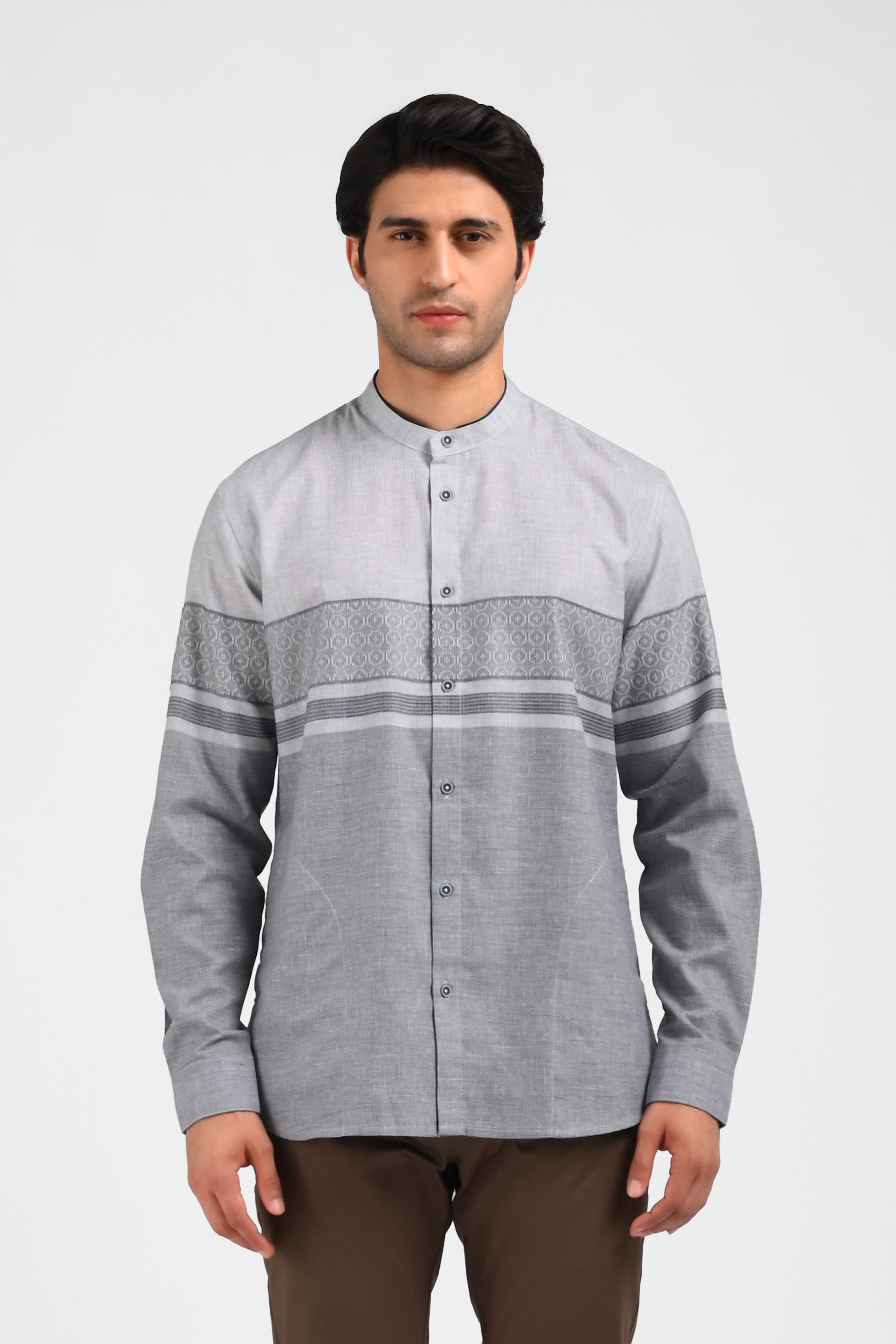 MOC Kemeja Koko Lengan Panjang Pria AZKHA-GREY