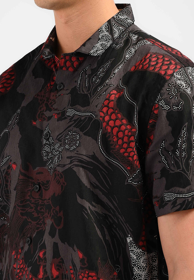 MOC Kemeja Batik Lengan Pendek Pria BHAJA-BLACK