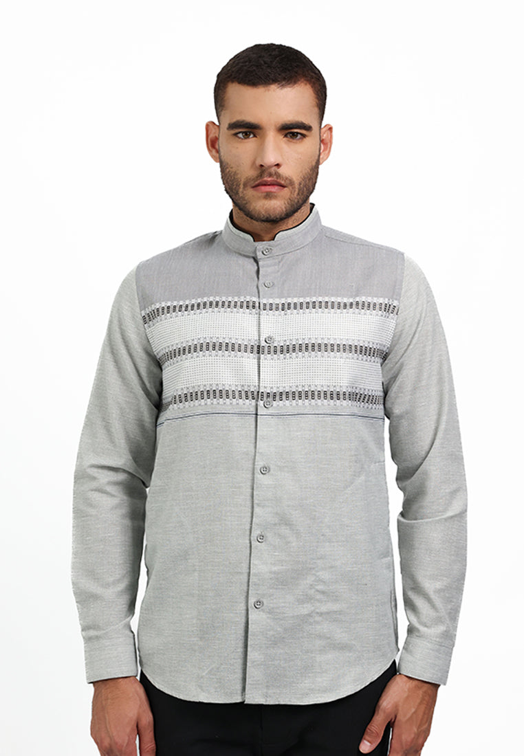 MOC Kemeja Koko Lengan Panjang Pria KALAIN - GREY