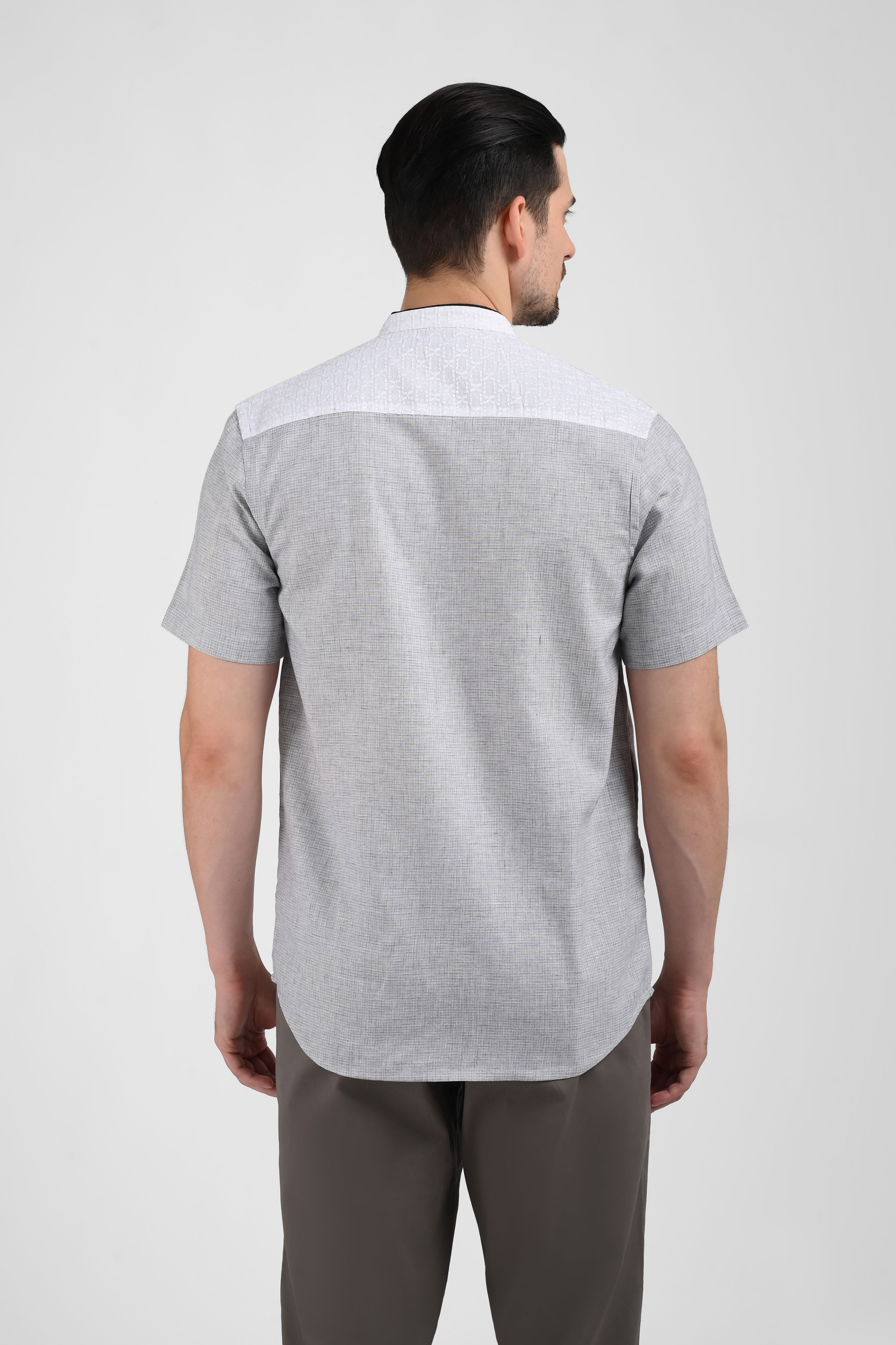 MOC Kemeja Koko Lengan Pendek Pria TRISTAN-GREY