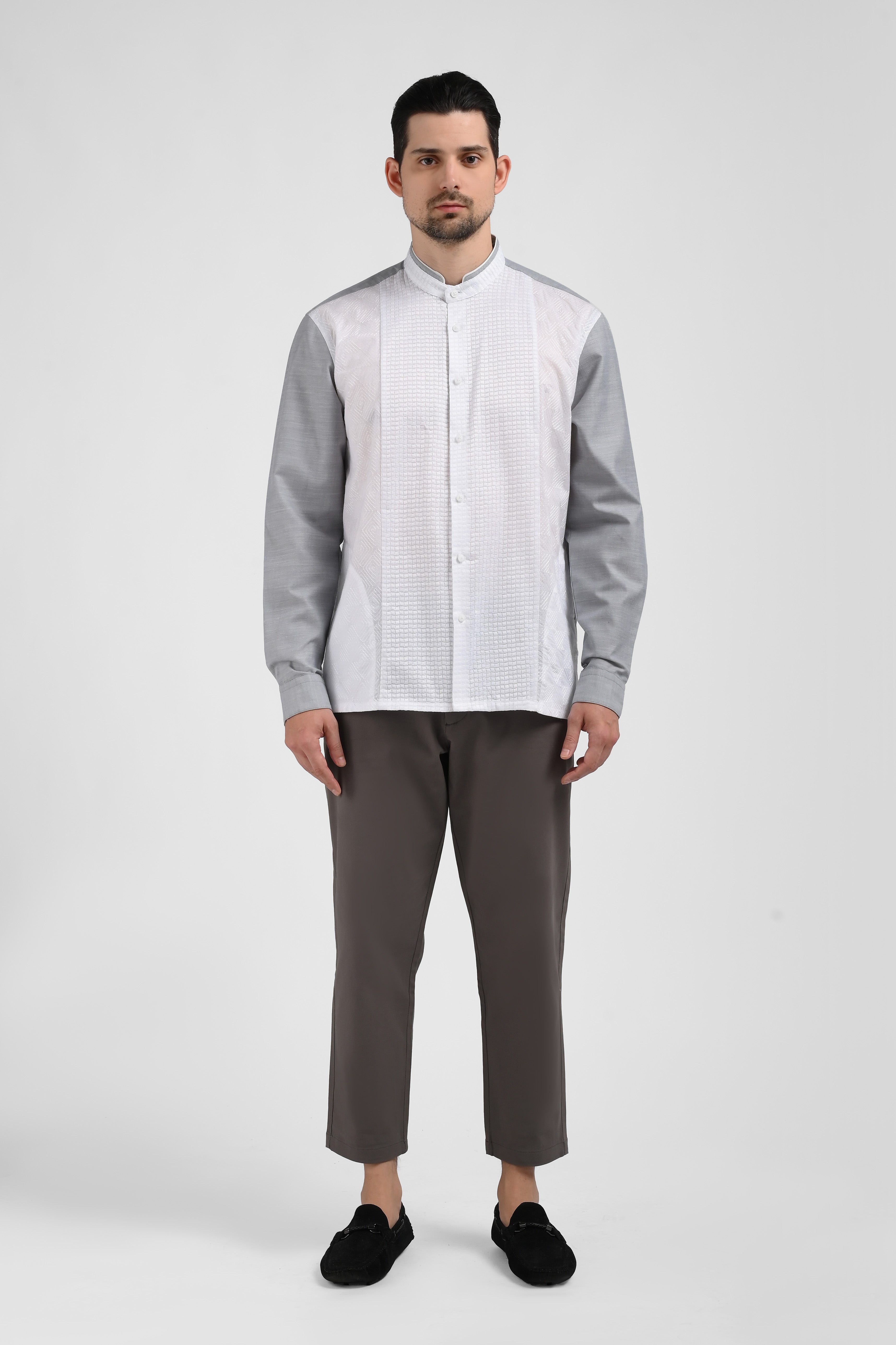 MOC Kemeja Koko Lengan Panjang Pria PEPITO-GREY