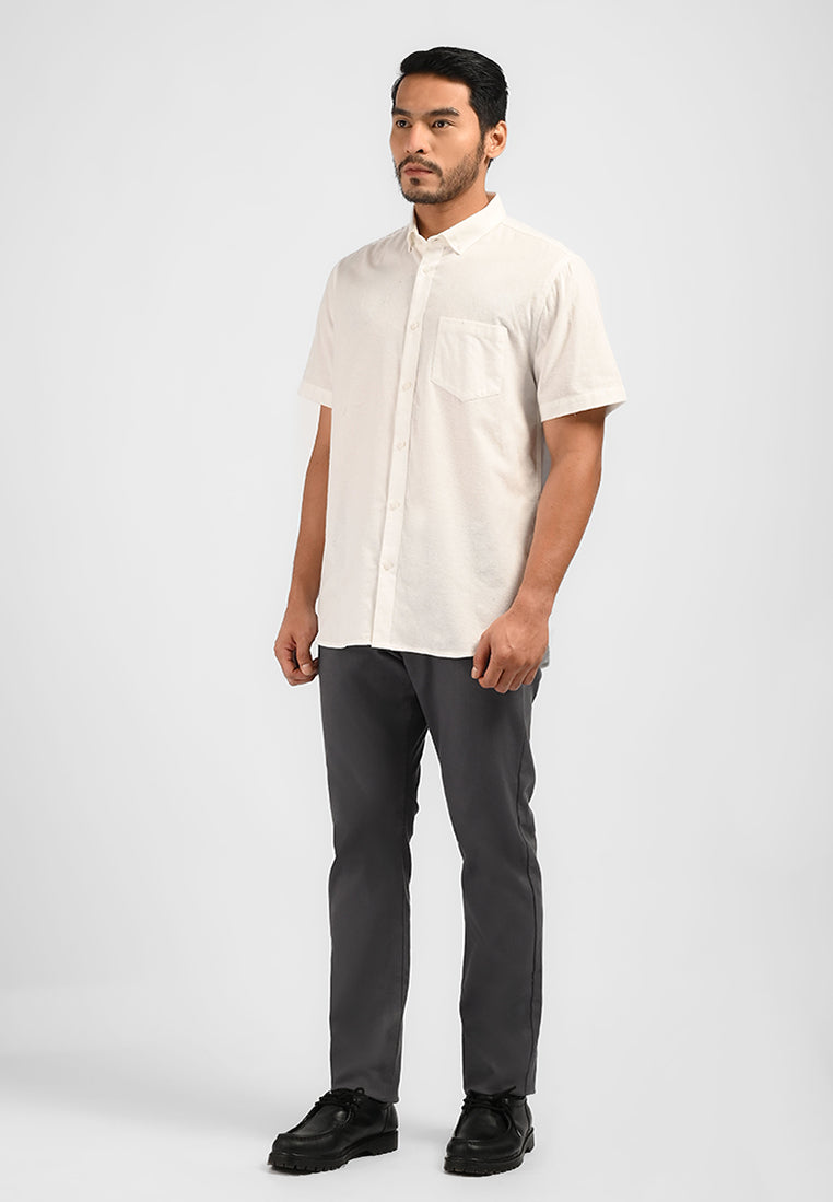 MOC Kemeja Lengan Pendek Pria MALVOY-WHITE