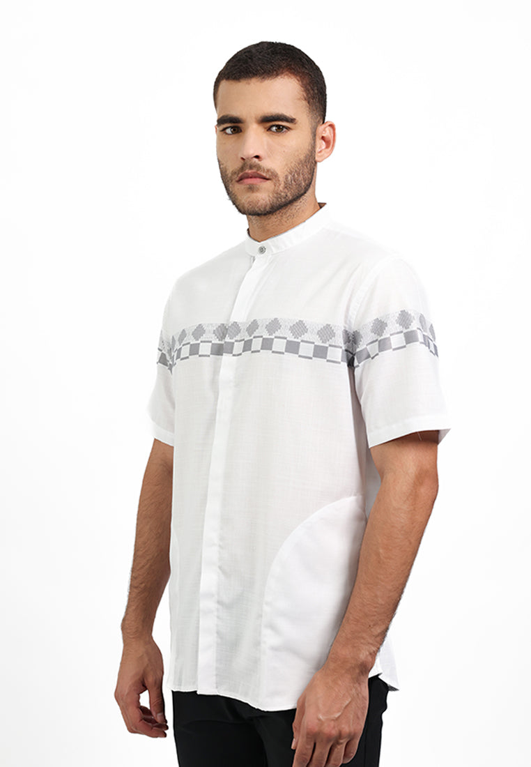 MOC Kemeja Koko Lengan Pendek Pria HOUDY - WHITE