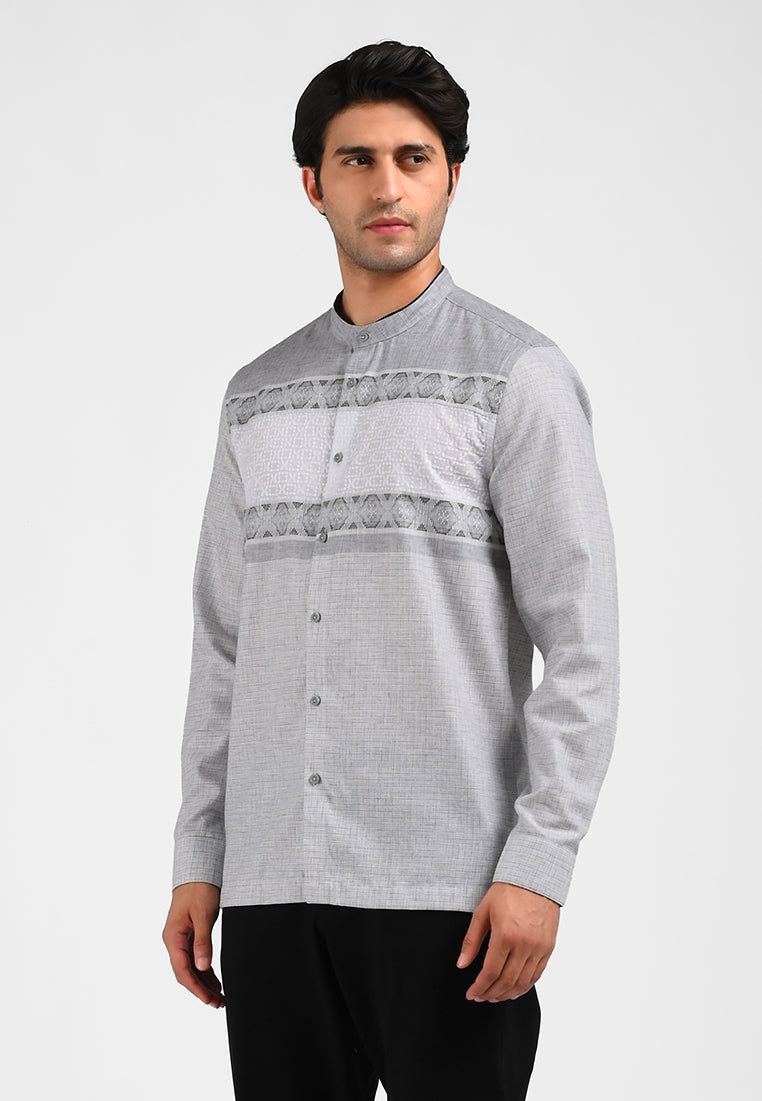 MOC Kemeja Koko Lengan Panjang Pria KOVARRO-GREY