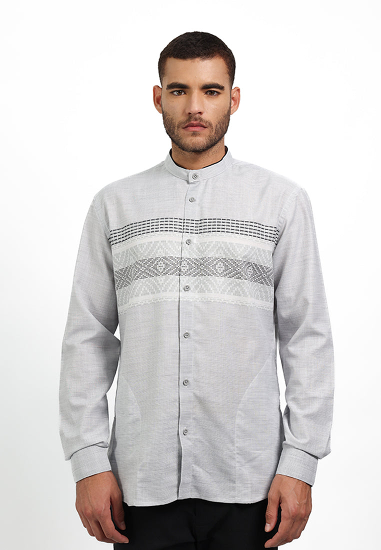 MOC Kemeja Koko Lengan Panjang ROMAN - GREY