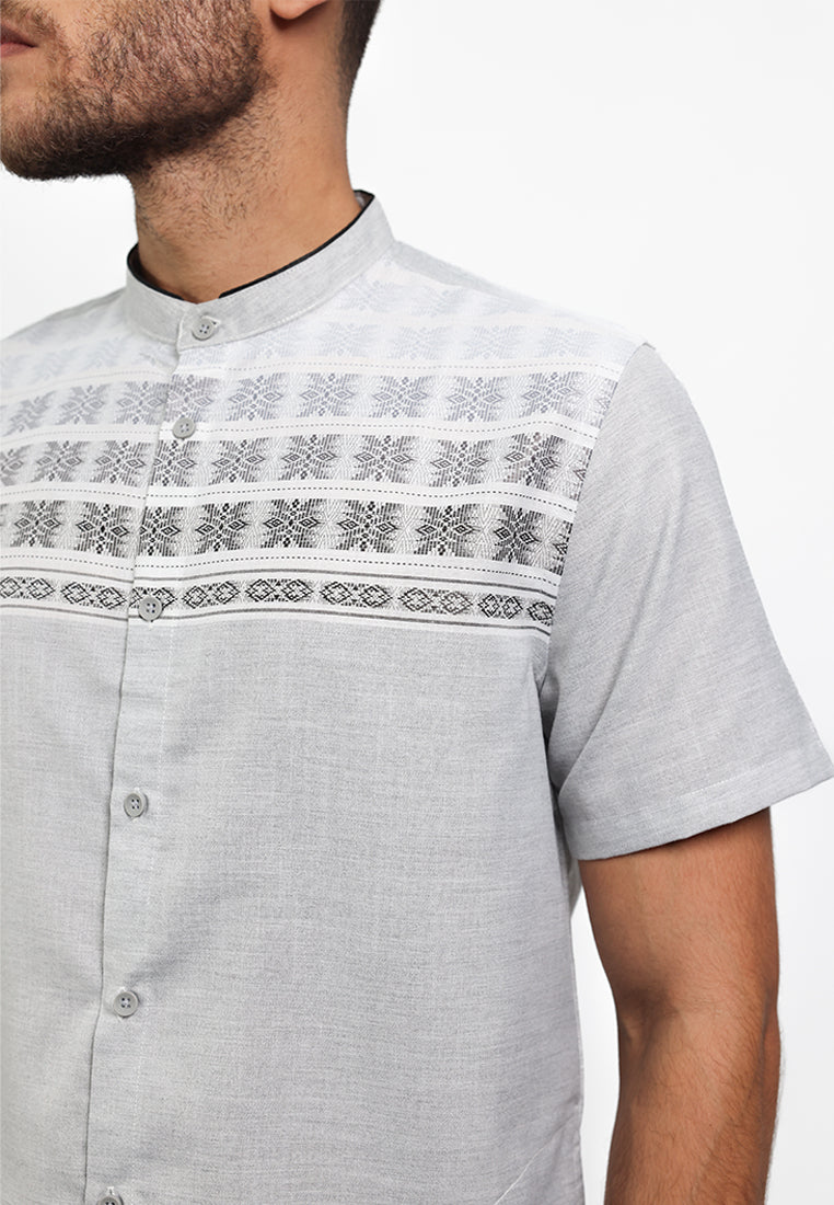 MOC Kemeja Koko Lengan Pendek Pria DIMITRI - GREY