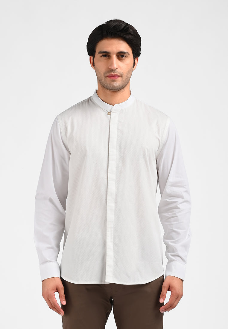 MOC Kemeja Lengan Panjang Pria HERIZO-WHITE