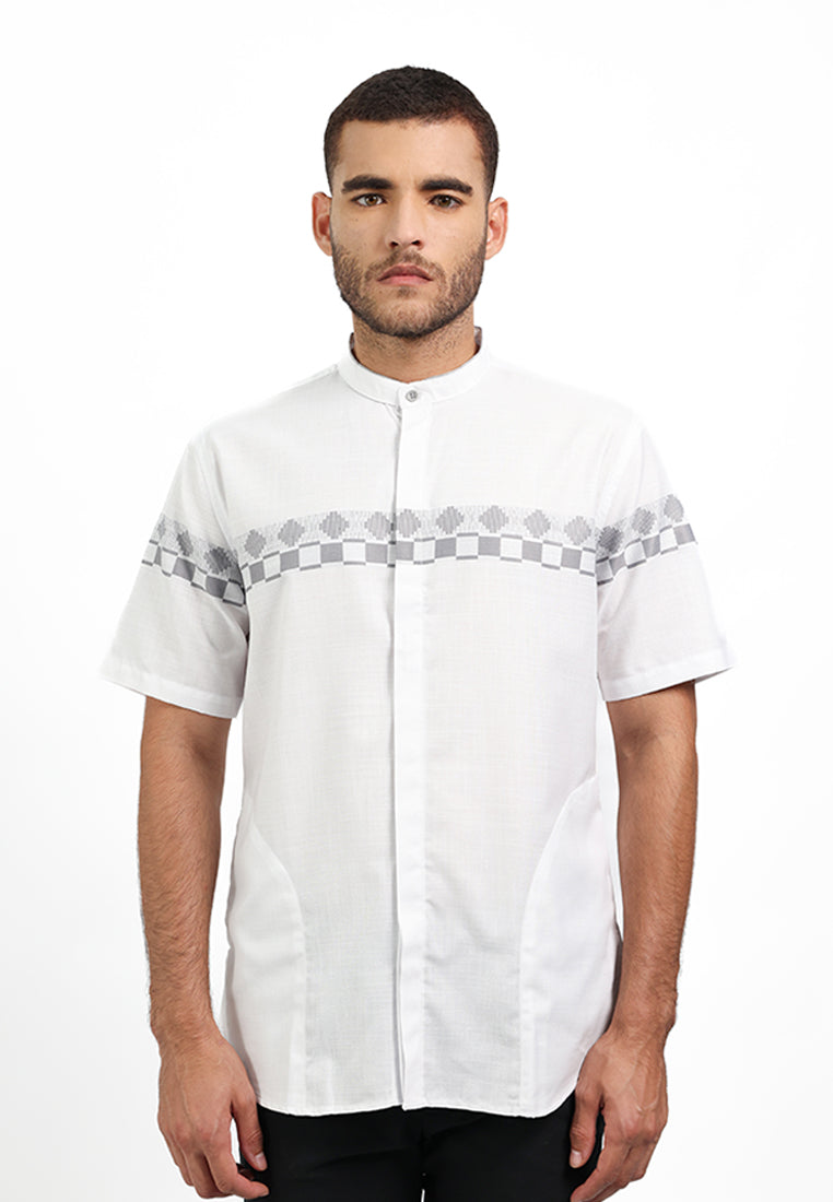 MOC Kemeja Koko Lengan Pendek Pria HOUDY - WHITE