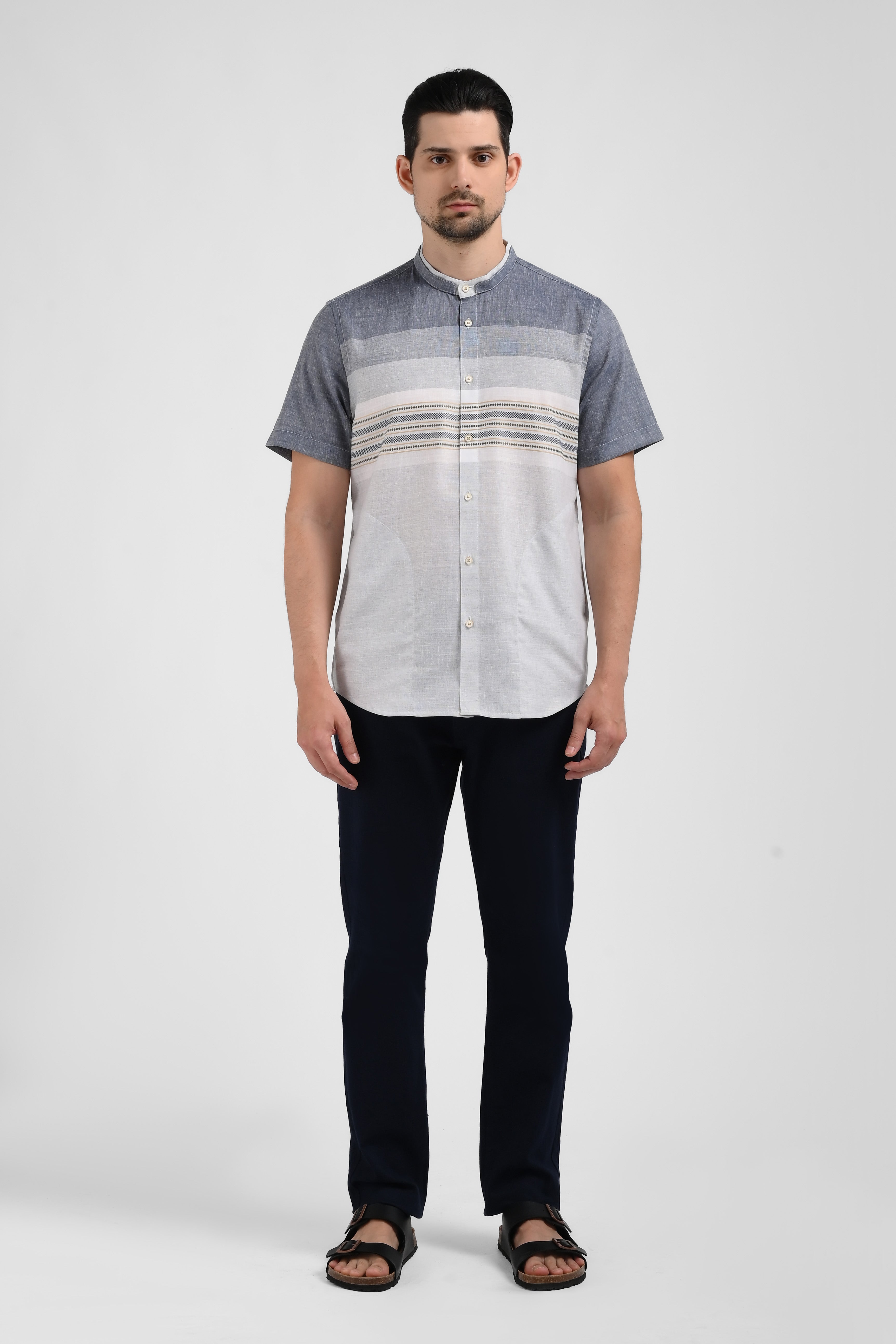 MOC Kemeja Koko Lengan Pendek Pria QORIM-GREY