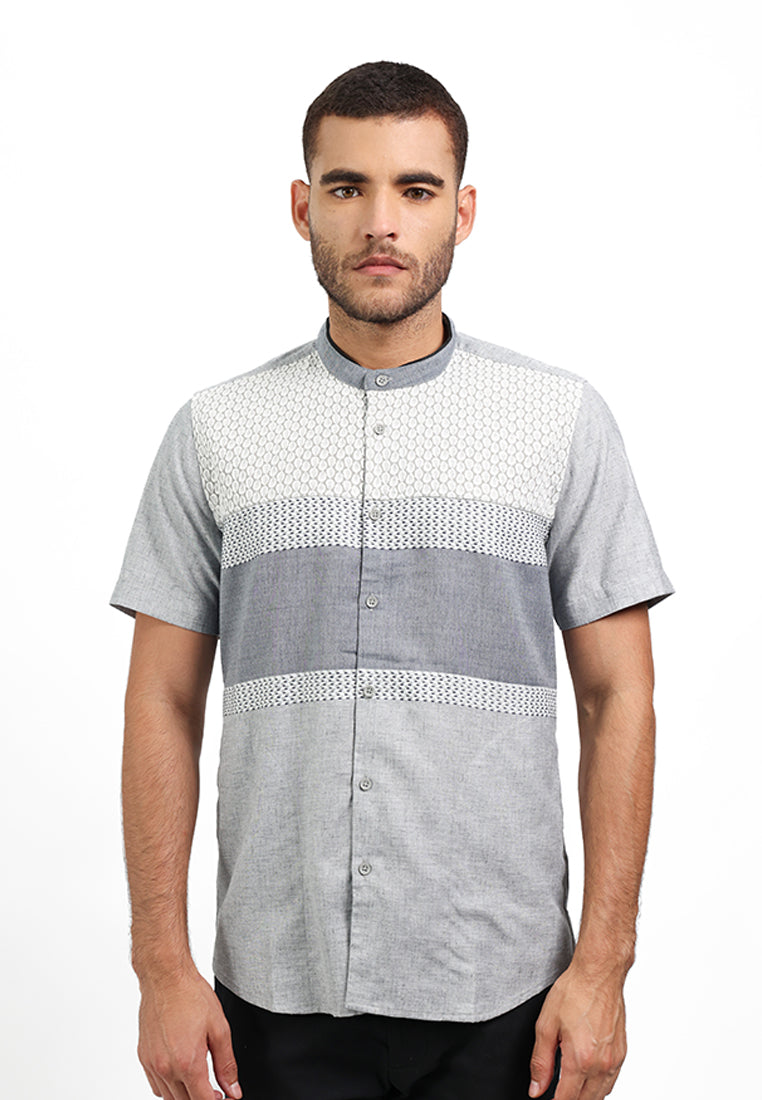 MOC Kemeja Koko Lengan Pendek Pria GIVON - GREY