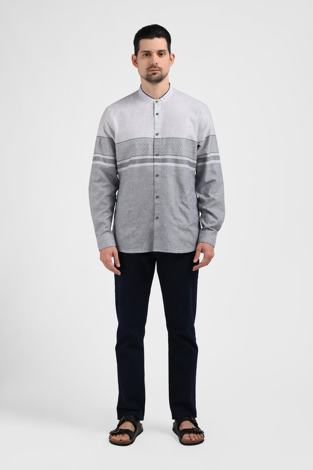 MOC Kemeja Koko Lengan Panjang Pria AZKHA-GREY