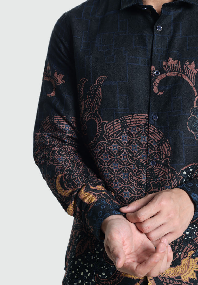 MOC Kemeja Batik Lengan Panjang Pria ATREYA-NAVY