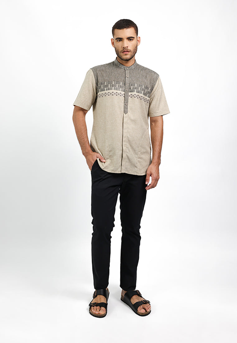 MOC Kemeja Koko Lengan Pendek Pria BASHAR - KHAKI