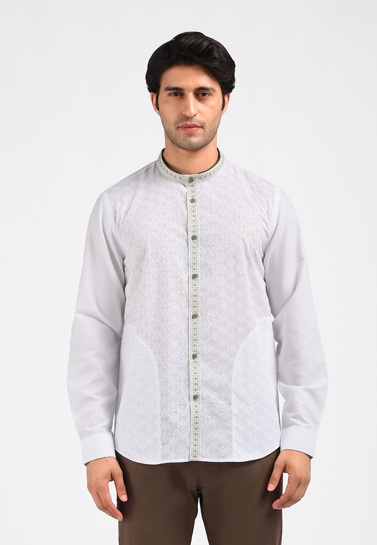MOC Kemeja Koko Lengan Panjang Pria MATHOS-WHITE