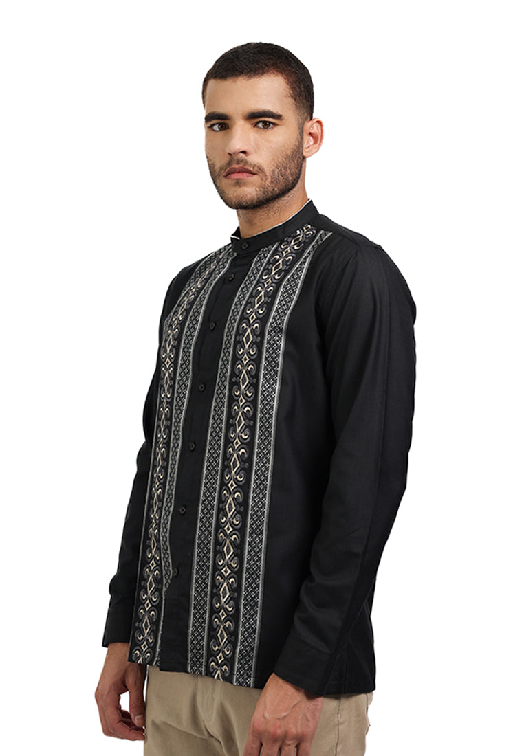MOC Kemeja Koko Lengan Panjang Pria NIKOLAI - BLACK