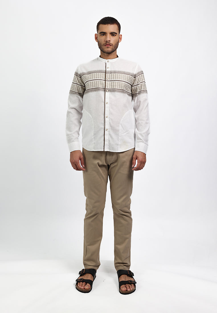 MOC Kemeja Koko Lengan Panjang Pria LUQMAN - WHITE
