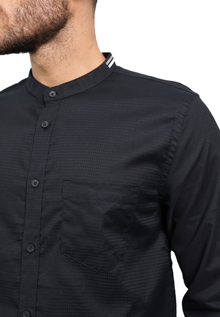 MOC Kemeja Koko Lengan Panjang Pria ANFA - BLACK