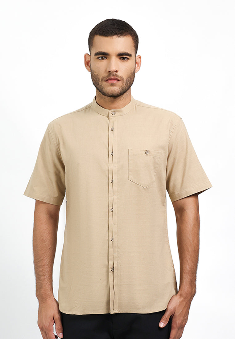 MOC Kemeja Koko Lengan Pendek Pria FEZA - KHAKI