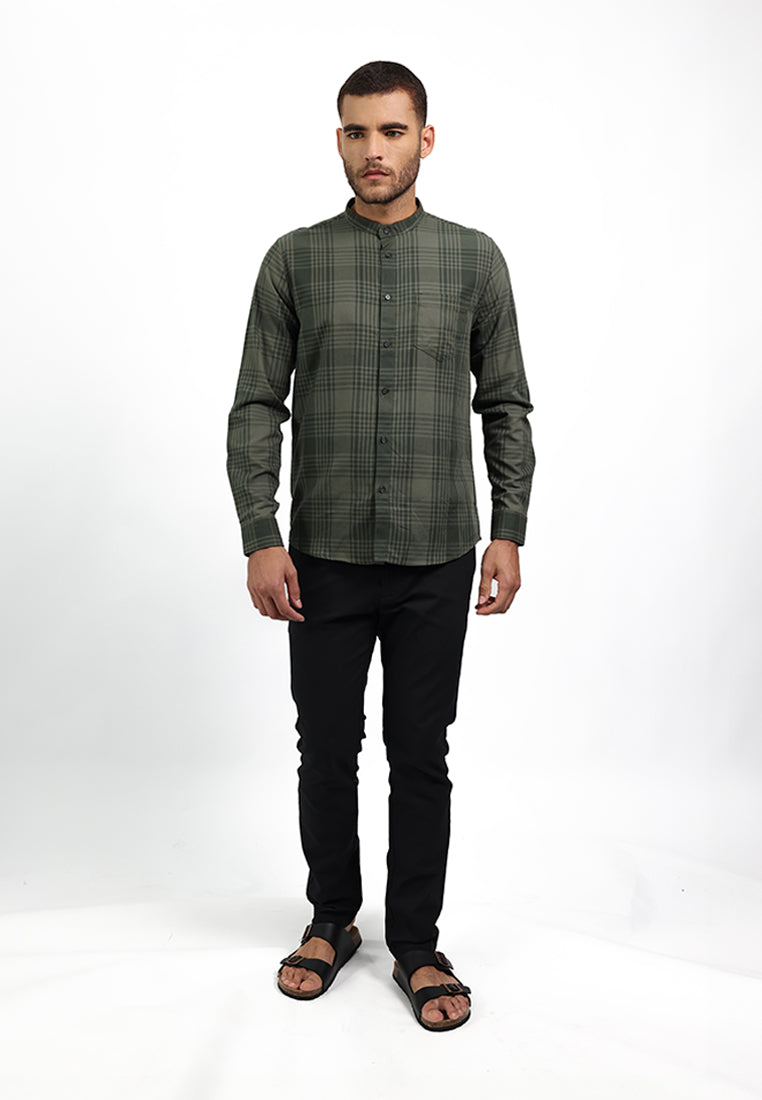 MOC Kemeja Lengan Panjang Pria Slim Fit ELTON - OLIVE