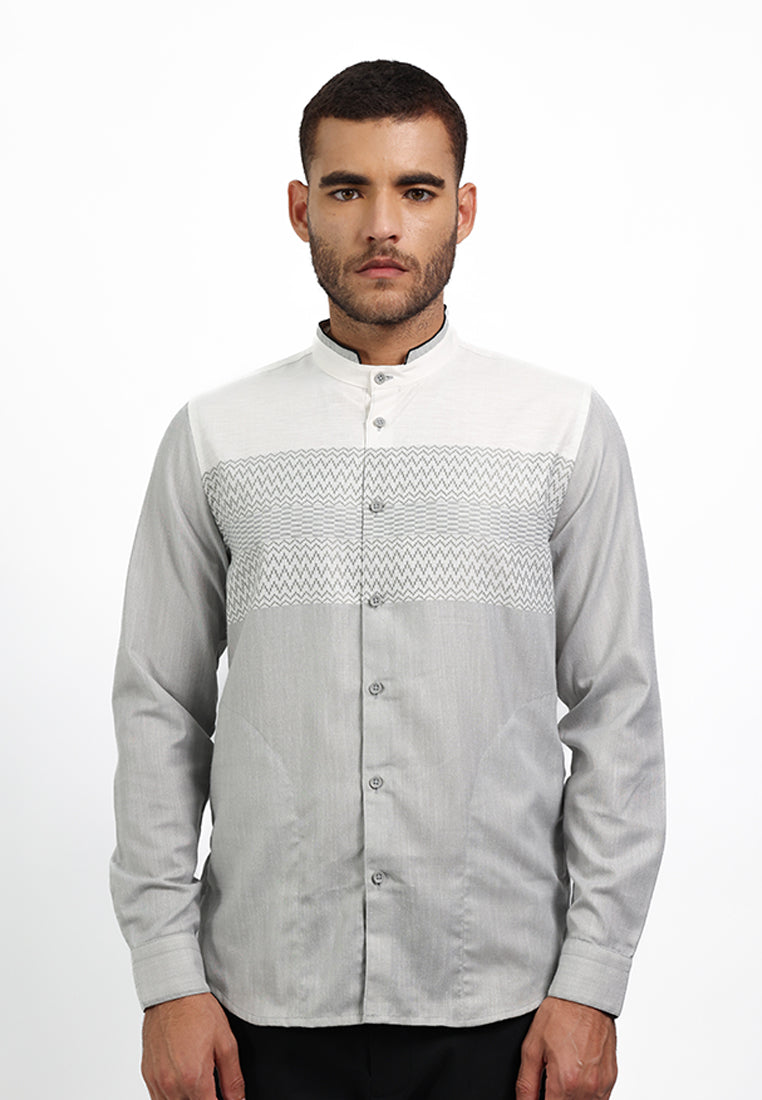MOC Kemeja Koko Lengan Panjang Pria QUENTINO - GREY
