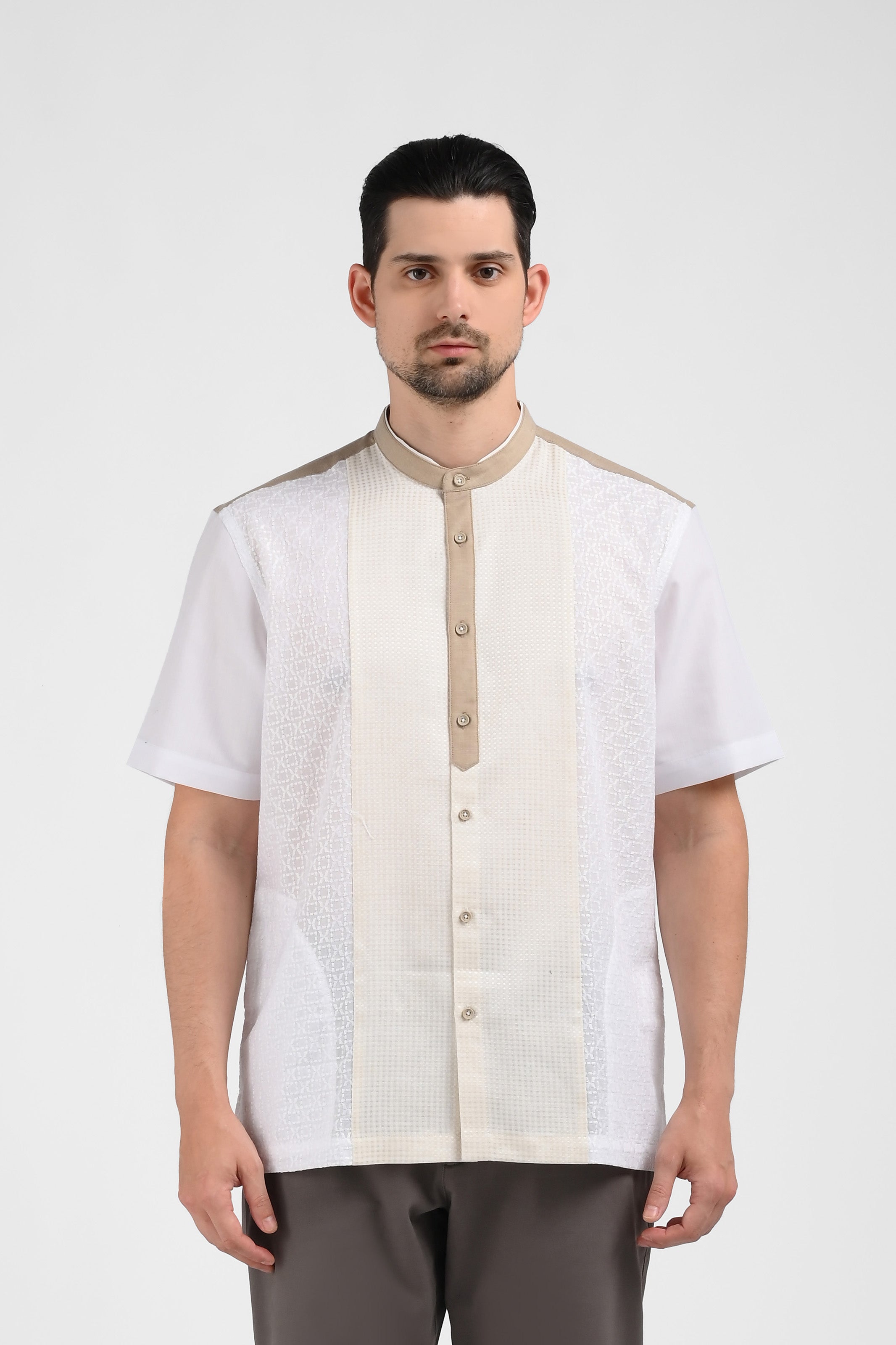 MOC Kemeja Koko Lengan Pendek Pria BARATHEON-WHITE