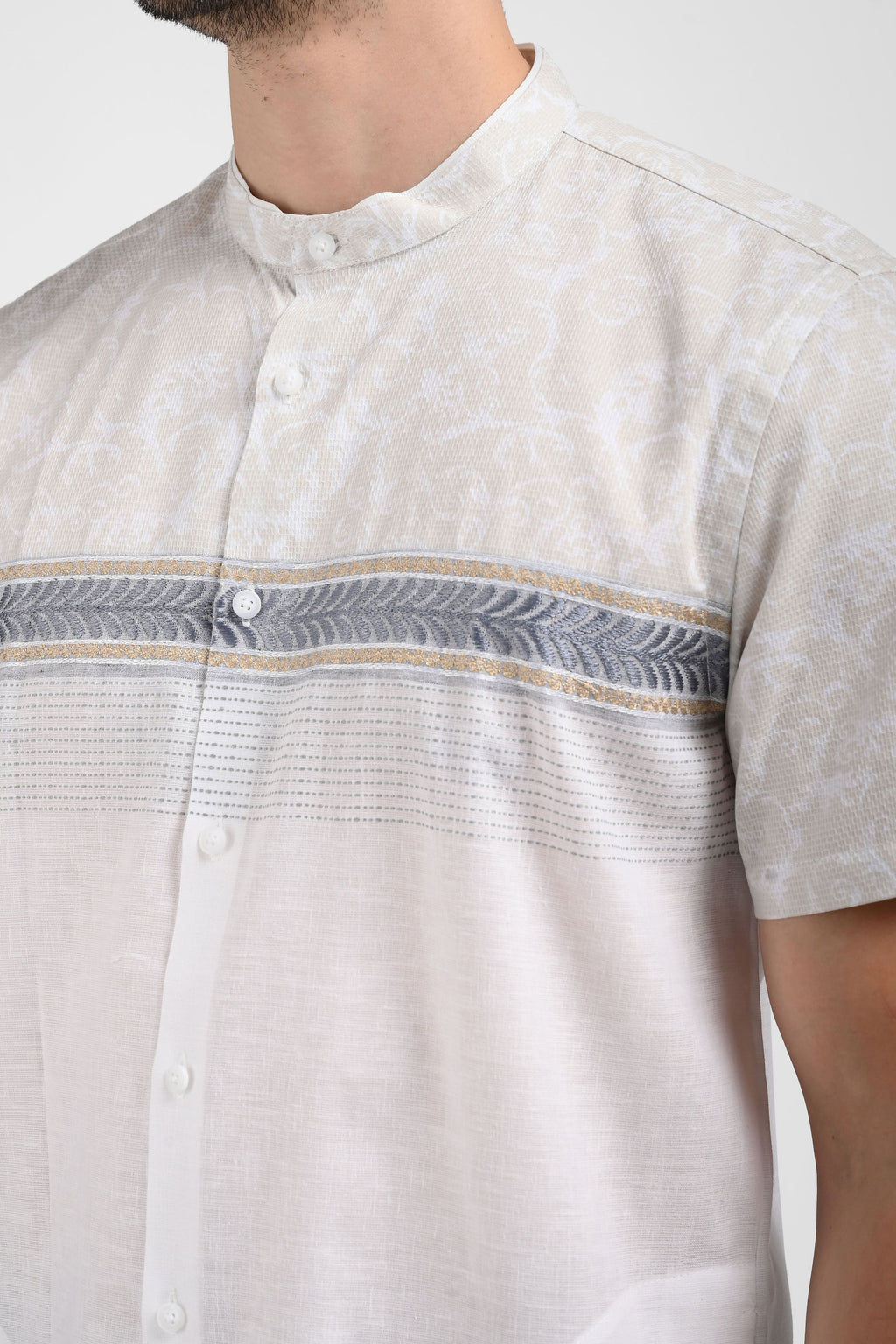 MOC Kemeja Koko Lengan Pendek Pria FOLHA-WHITE