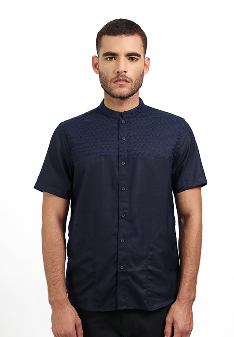 MOC Kemeja Koko Lengan Pendek Pria KARIM - NAVY