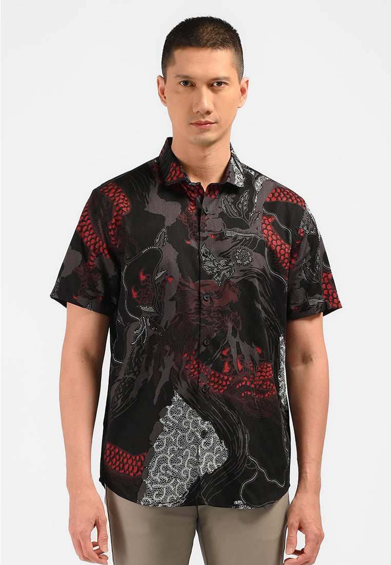 MOC Kemeja Batik Lengan Pendek Pria BHAJA-BLACK