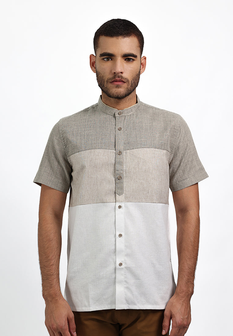 MOC Kemeja Koko Lengan Pendek Pria DZUL - DARK KHAKI