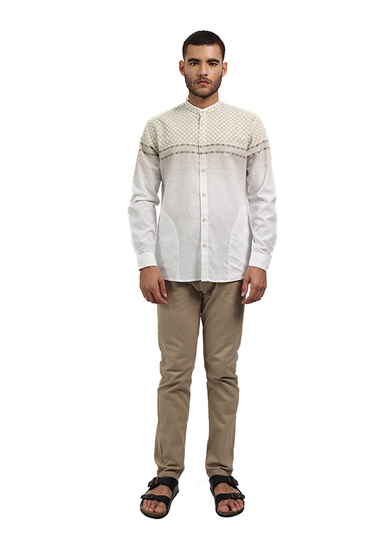 MOC Kemeja Koko Lengan Panjang Pria NEDRA - WHITE