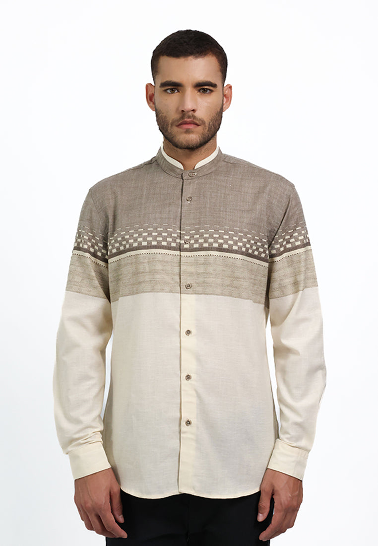 MOC Kemeja Koko Lengan Panjang Pria OSKAR - KHAKI