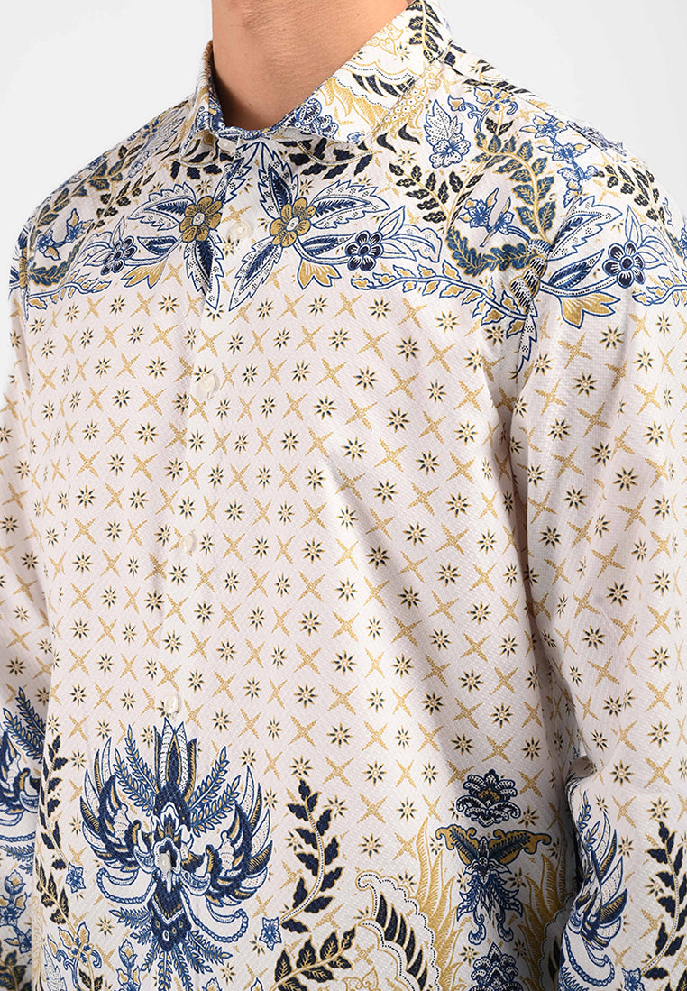 MOC Kemeja Batik Lengan Panjang Pria SHATKAM-WHITE