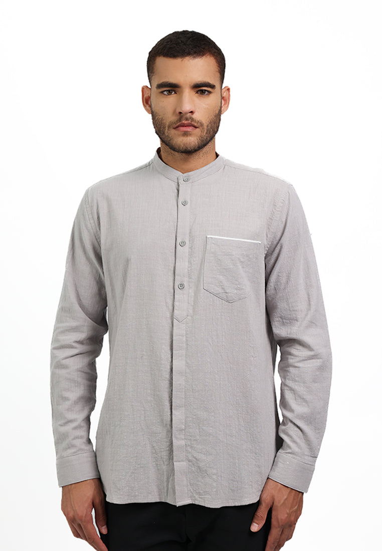 MOC Kemeja Koko Lengan Panjang Pria FADILLAH - GREY