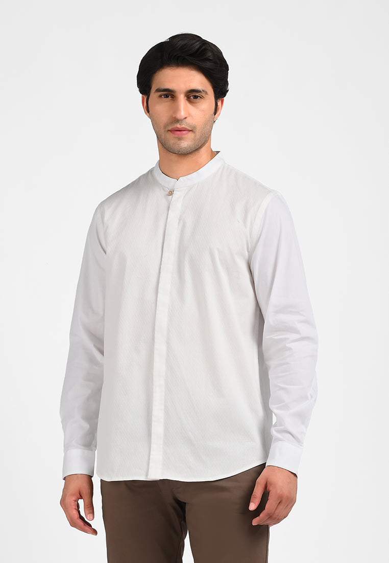 MOC Kemeja Lengan Panjang Pria HERIZO-WHITE