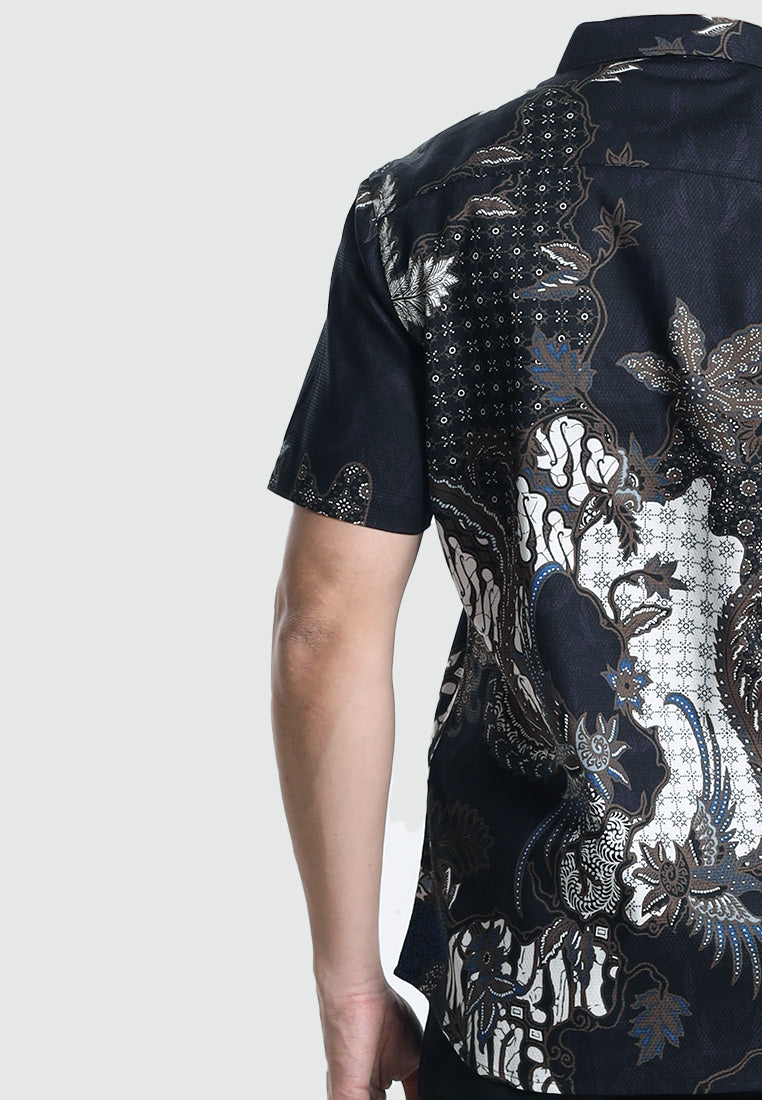 MOC Kemeja Batik Lengan Pendek Pria ISRAJ-BLACK